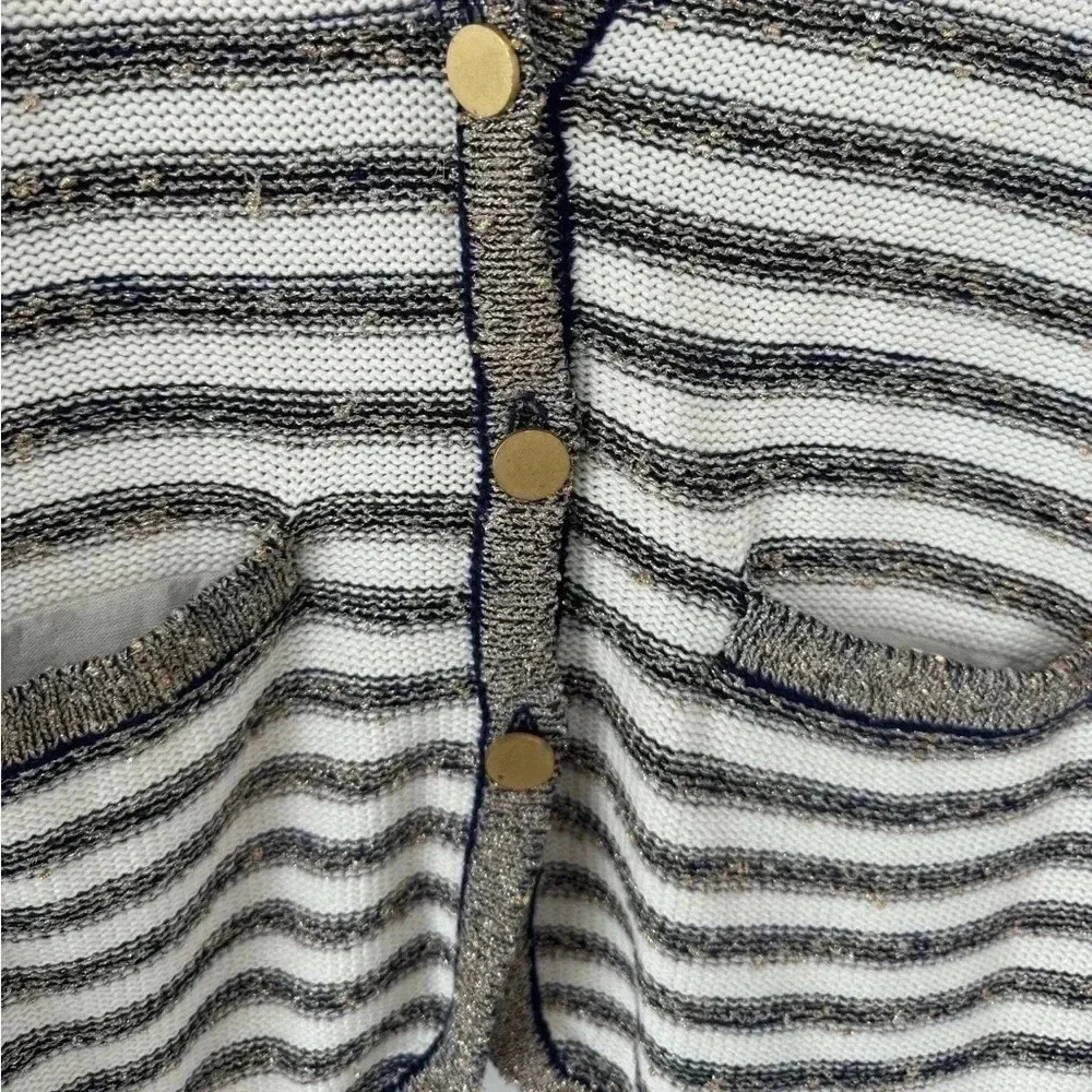 Banana Republic Navy and Gold Cardigan Sweater, Size Large, Gold Buttons - Picture 4 of 8
